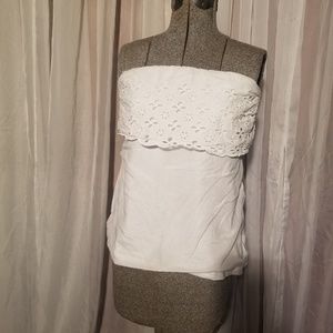 J. Crew White Eyelet Strapless Tank
